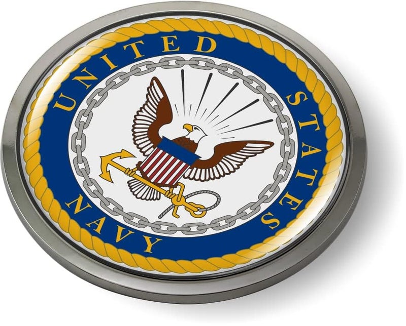 BestLicensePlateFrames - The United States Navy 3D Domed CAR Emblem Badge Sticker Chrome Metal Bezel - Official U.S. Navy Licensed Product - Image 4